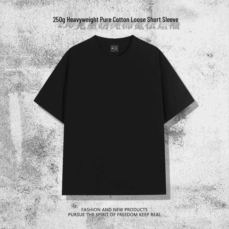 

Унисекс 250 г Тяжелая Чистый Хлопок Двойная Пряжа Свободного Кроя Прохладная Футболка с Коротким Рукавом M