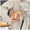 Cartoon Oxford Cloth Crossbody Bag for Women, Cute Print Square Shoulder Purse, Casual Daily Handbag CLE