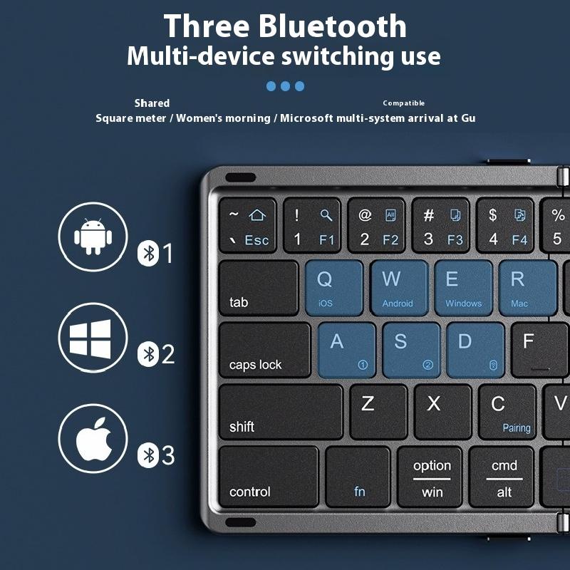 Tri-fold Keyboard Wireless Bluetooth Foldable Small Keyboard Suitable for Desktop Computers and Notebooks