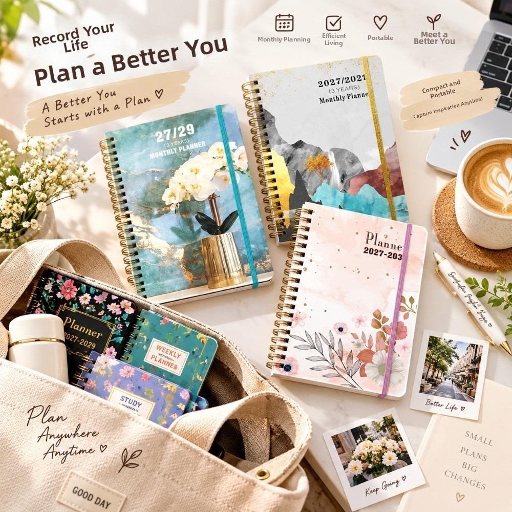 Spiral Bound 2027-2029 Monthly Calendar A5 Annual Calendar Notebook  Work Office