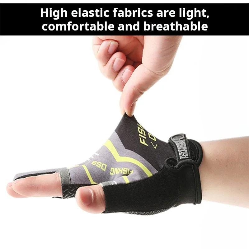 New Fishing Gloves for Men Summer Fishing Road Sub Sunscreen and Anti Slip Ice Silk Breathable Thin Three Finger Cut Gloves