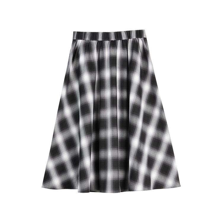 ELLE French Plaid Simple Design A-Line Umbrella Skirt Casual Long Skirt Women skirts ER52570