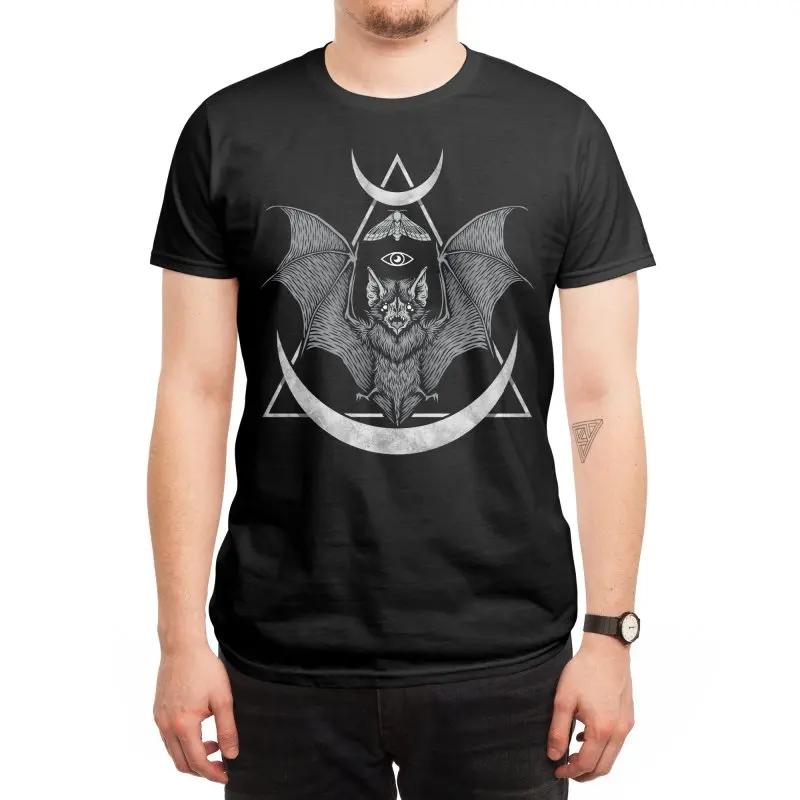 Novel Occult Bat Witchcraft Symbols Mens T Shirt High Quality Cotton Loose Large Sizes Breathable Top Casual Tshirt S3XL