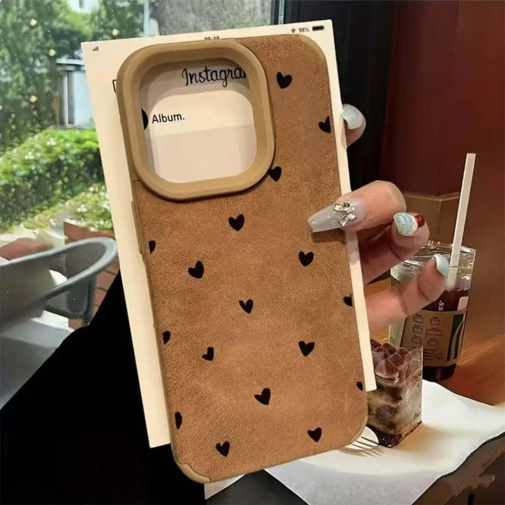 Heart Design iPhone Case for Models 12-16, Sheepskin Finish