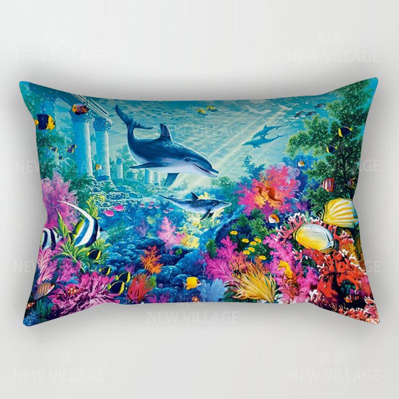 Unframed Home Autumn Decoration Oil Painting Style Pillow Cushion Cover Decorations Throw Pillow Cover 30*50 Pillowcase 30x50 40