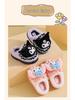 Sanrio Winter Furry Cotton Slippers for Girls – Warm Indoor Cartoon Shoes with Thick Soles, available in Parent-Child Sizes.