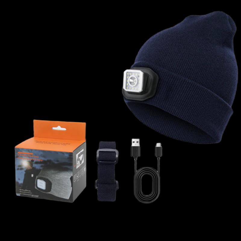 

3COB LED USB Rechargeable Knitted Beanie Hat Light