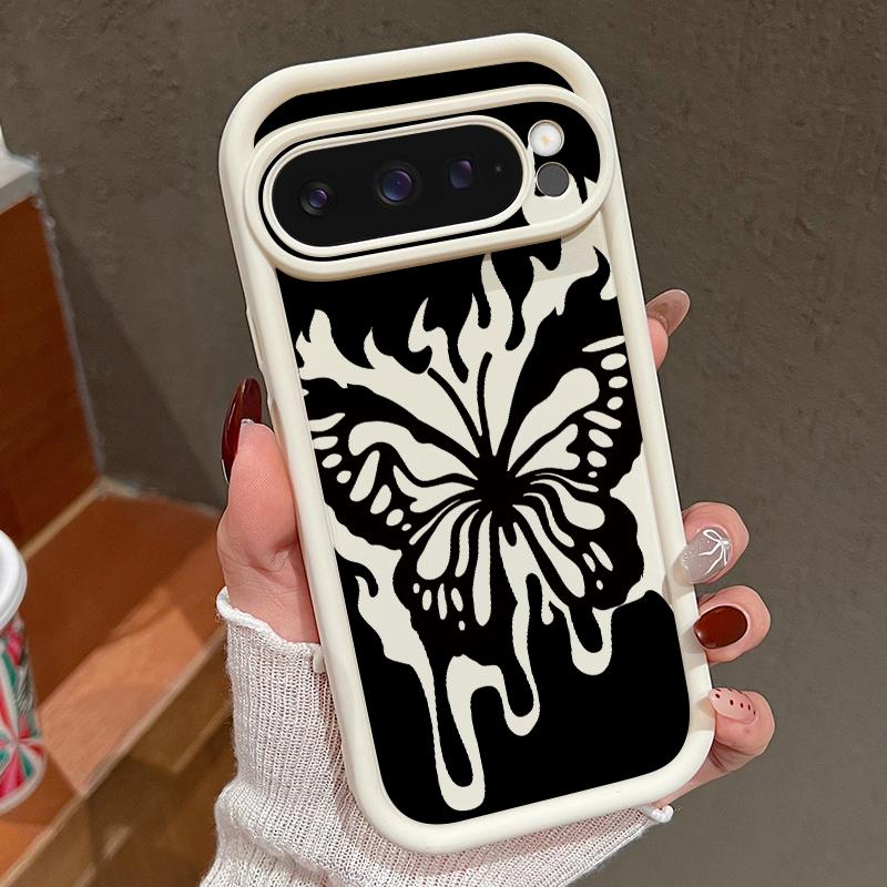 Flame Butterfly Print TPU Shockproof Case For Google Pixel 9 Pro XL 8 Pro 8A Soft Lens Protection Matte Phone Cover