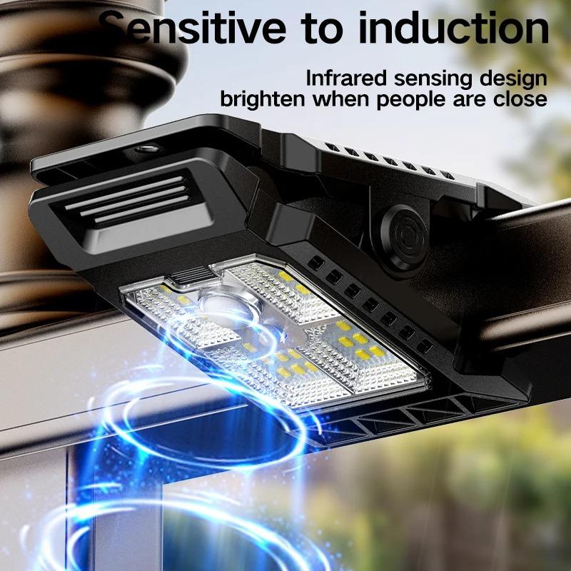 Clip On Solar Lights Outdoor Waterproof LEDs Motion Sensor Lights 3 Modes 3 Mounting Ways Solar Security Lighting for Fence