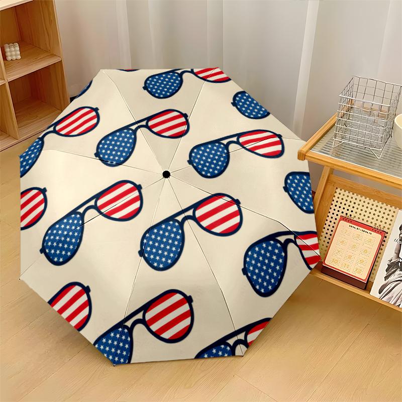 American Flag Fashionable Automatic Opening/Closing Folding Umbrella. Portable and Foldable, Ideal for Gift, Travel, and Daily Use