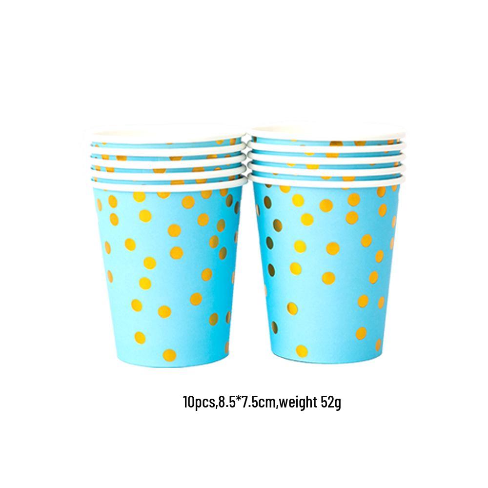 Multi-color Hot-Stamped Party Paper Tableware Set: Plates, Cups & Napkins