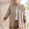 Mote strikket genserjakke med glidelås for kvinner, avslappet høst- og vinterjakke, løs cardigan, kåpe for kvinner