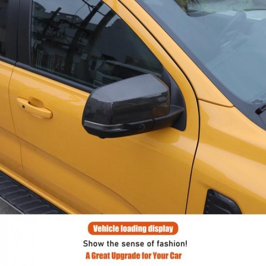 ABS Carbon Fiber Side Rear Exterior Door Mirror Cap Cover For Ford Ranger +