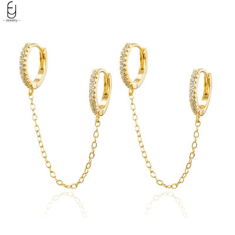 925 Silver Needle Luxury Long Chain Tassel Crystal Stud Earrings For Women Exquisite Pendant Gold Earrings Fine Jewelry