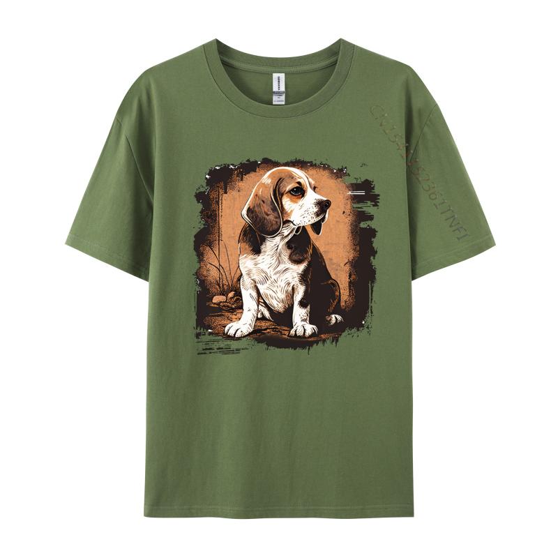 Beagle Dog Vintage T-shirt For  Party Funny Tee T-Shirt Tops & Tees Designer Cotton  Teeshirt Casual