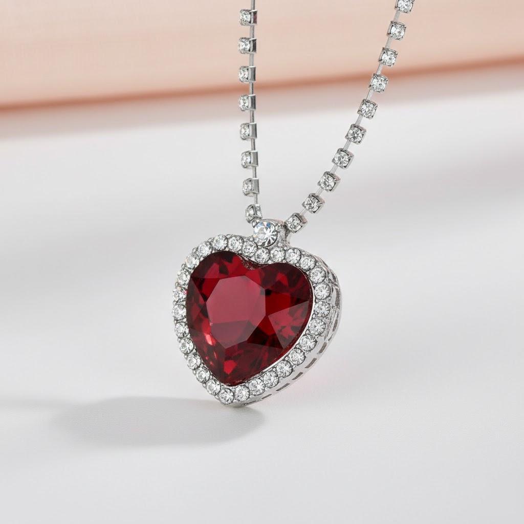 

1PC Heart Crystal Necklace for Women Simple Sweet Clavicle Chain Layering Pendant Necklace Fine Jewelry Gift красный