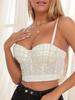 Rose Beauty A Faux Pearl Beaded Bustier Corset Cami Top