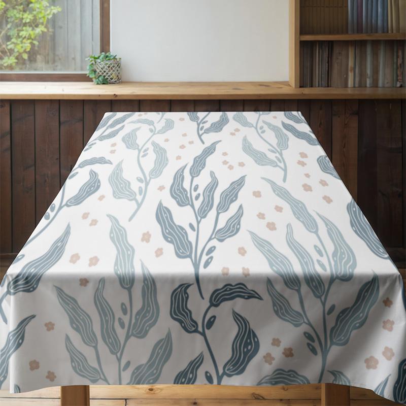 Modern Nordic Tablecloth Blue Waves Design For Dining Room Decoration Home Textiles White Light Blue 160X240Cm