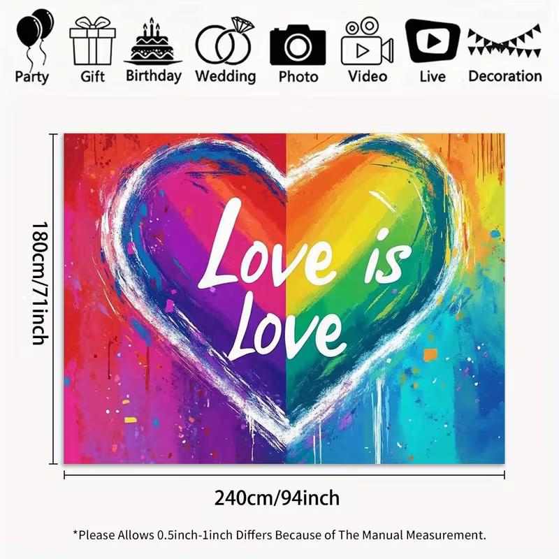 2D Flat Rainbow Love Is Love Backdrop LGBTQ Pride Celebration Background Cloth