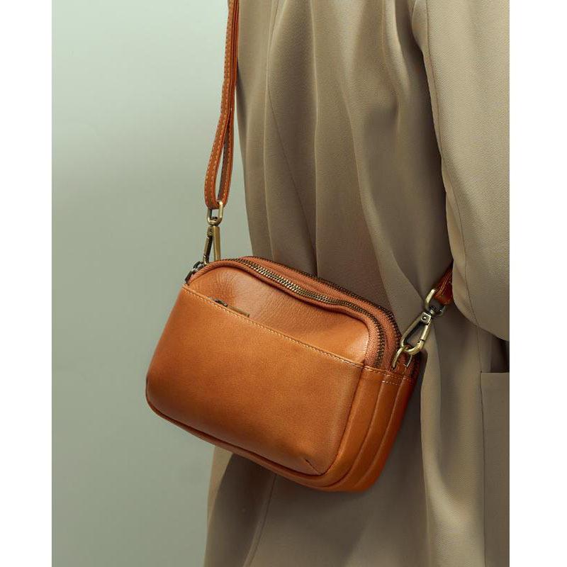 Genuine Leather Small Bag 2025 New Model, Fashionable and High-end Multi-layer Shoulder Bag, Versatile Cowhide Commuter Bag for Women, Crossbody Bag