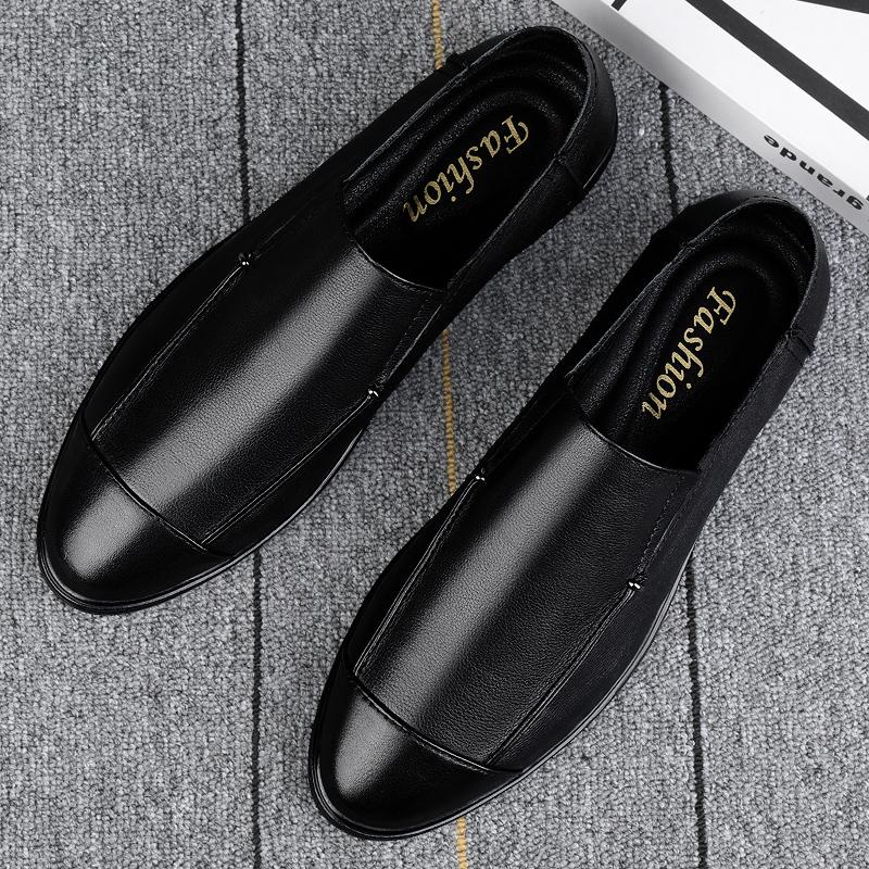 Fashion Minimalist Men Comfortable Soft Breathable First Layer Cowhide Sizes 36-46 Loafers Office Business Dress Genuine Leather Shoes