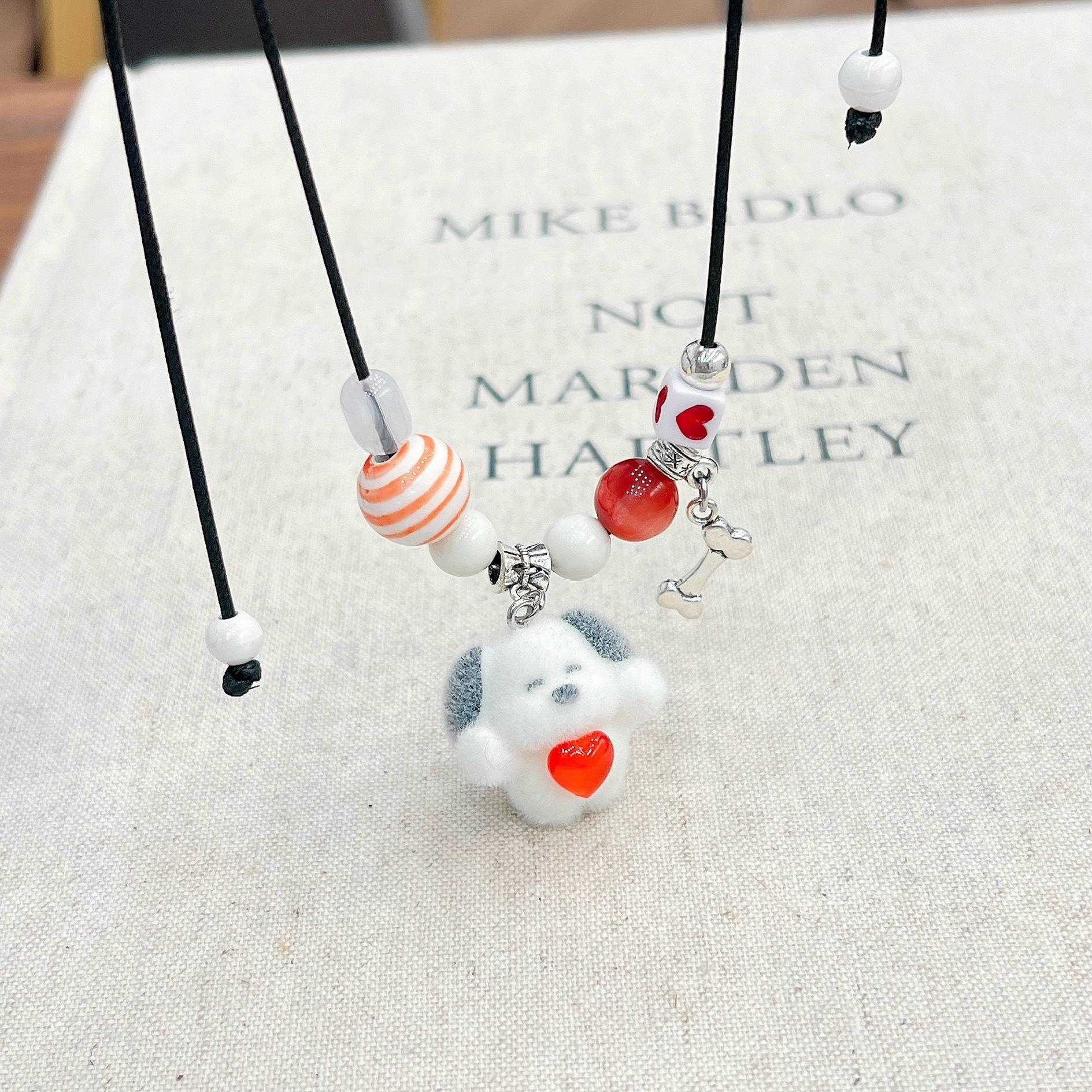 

Щенок Бантик: Универсальные, милые и регулируемые аксессуары для женщин N1088, Love Flocking, Dog Necklace белый/чёрный