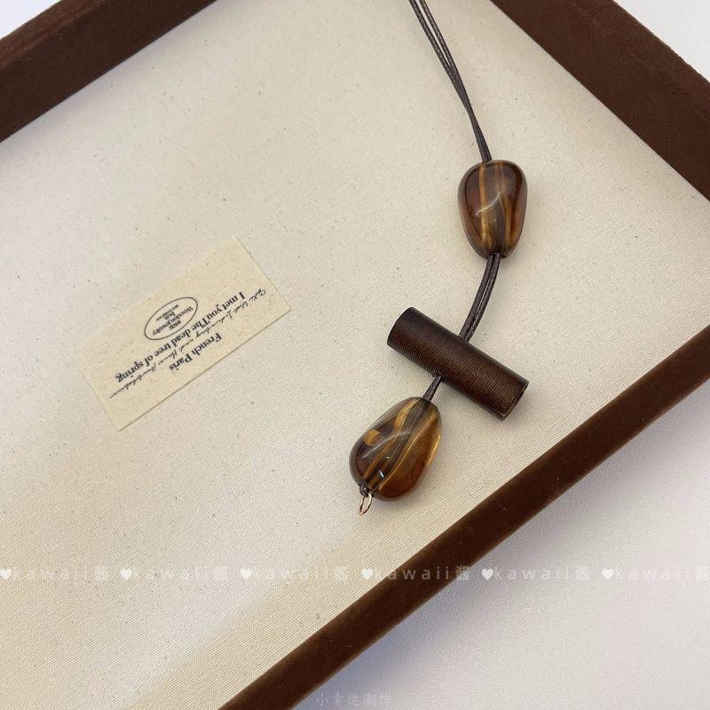 Hand-Woven Pine Nut Wood Bead Necklace - Chinese Retro Style Versatile Fashion Accessory