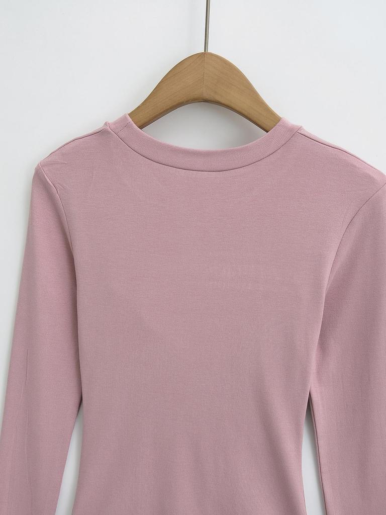 Spicy Cutout Front Slim Fit Women's Long Sleeve T-Shirt - Stylish Spring Trend