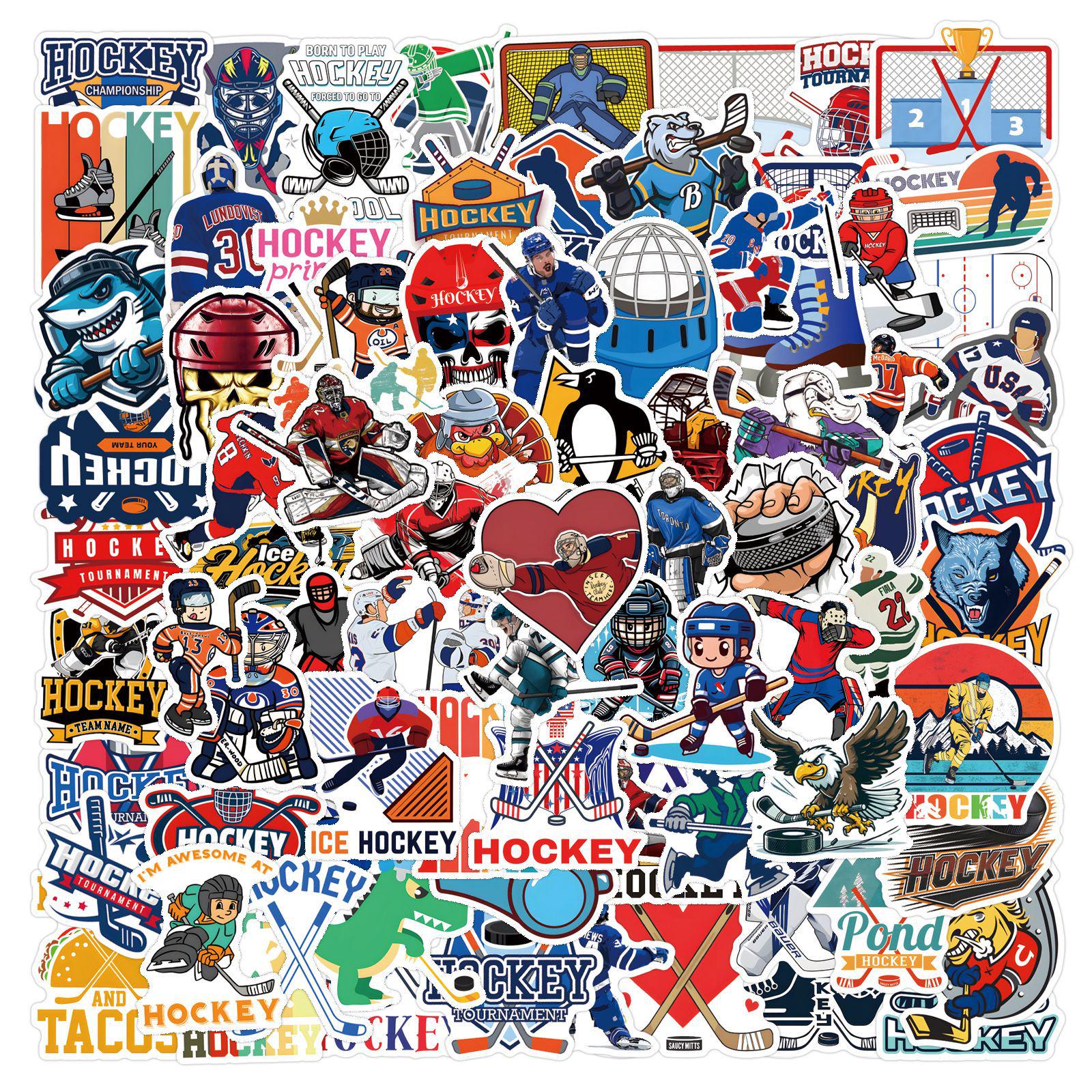 

110 Creative Cartoon Hockey Stickers for Water Bottles and Computers