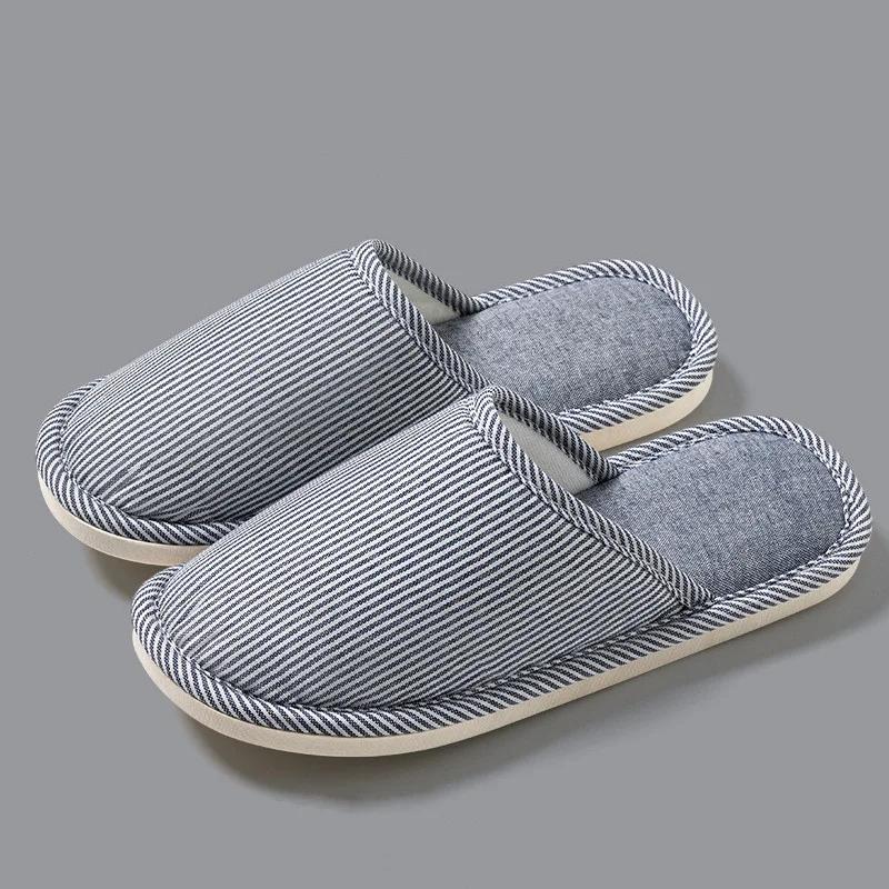 Linen Slippers Indoor Home Breathable Women Men Slides Linen Couples Anti-slip Shoes Beach Sandals Shoes Comfortable Flats