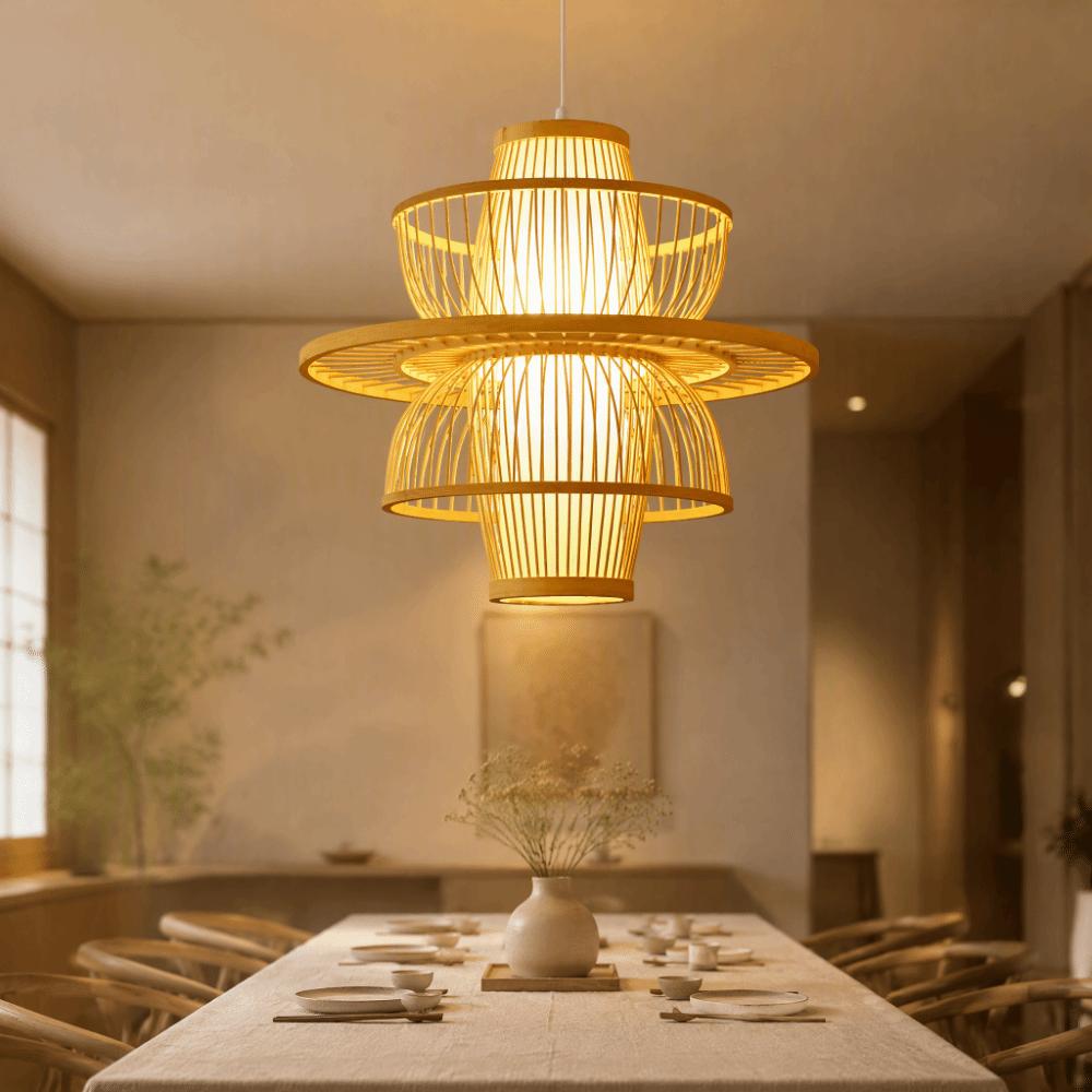Woven Rattan Pendant Lamp Braided Wicker Chandelier Home Decor Ceiling Light Restaurant