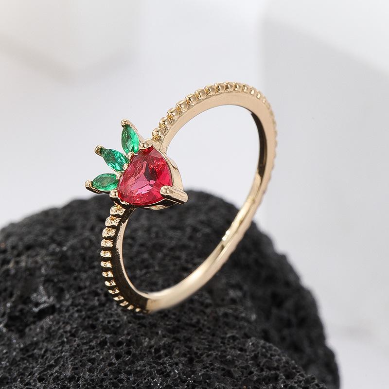 Vibrant Fruit Zircon Adjustable Open Ring - European & American Fashion Jewelry