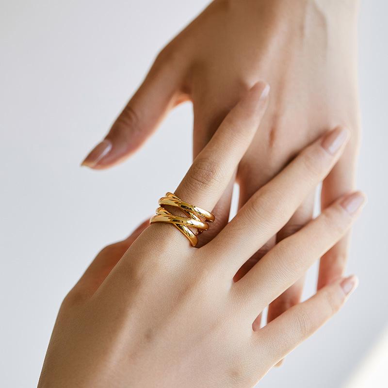 18K Gold Plated Heavy Metal Unisex Ring with High Texture - Eco-Friendly European & American Style