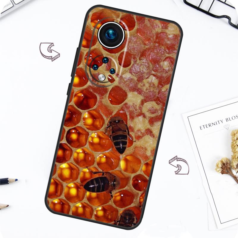 Golden Honeycomb Honey Bee Case For Honor Magic 5 6 7 Lite Honor 200 Pro X8b X9a X8a X8 X9 X9c X9b 50 70 90 Lite Cover