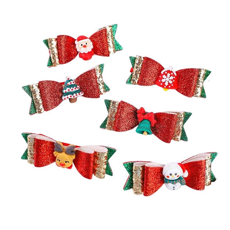 New Christmas Cartoon Snowman Hair Clips: Glittery Fashion Accessories