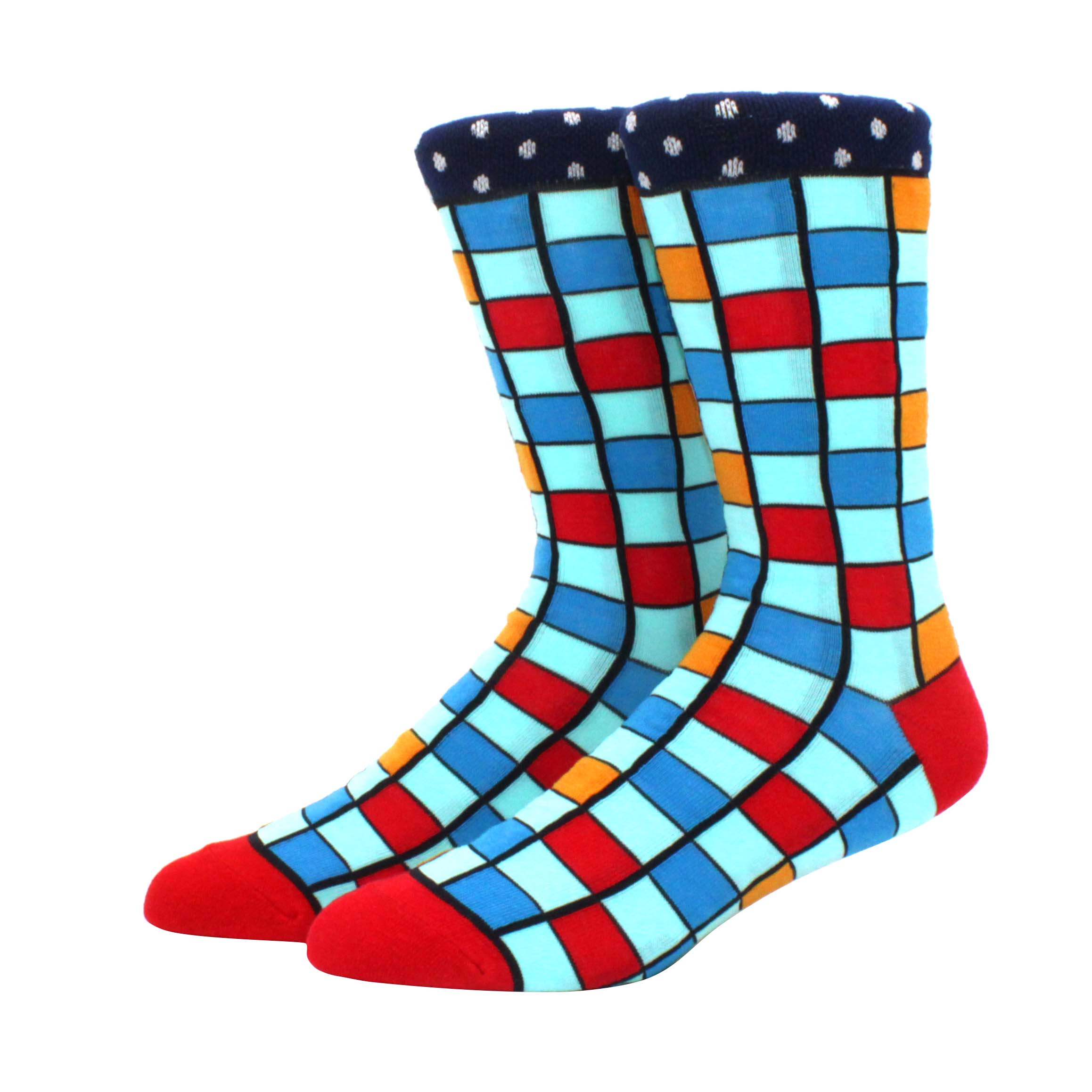 

Мужские забавные носки Happy Socks Fine Paragraph Diamond Pattern Argyle Threedimensional Tube Geometric Funny Large size Combed Cotton