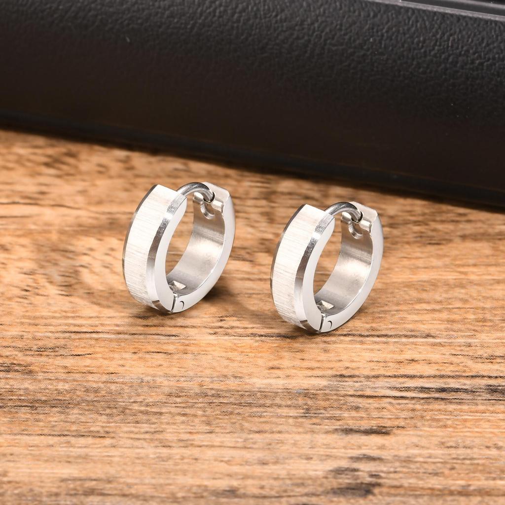 Simple Huggies Hoop Earrings for Men Boys,Waterproof Stainless Steel Small Circle Earrings,Minimalist Classic Jewelry Gifts