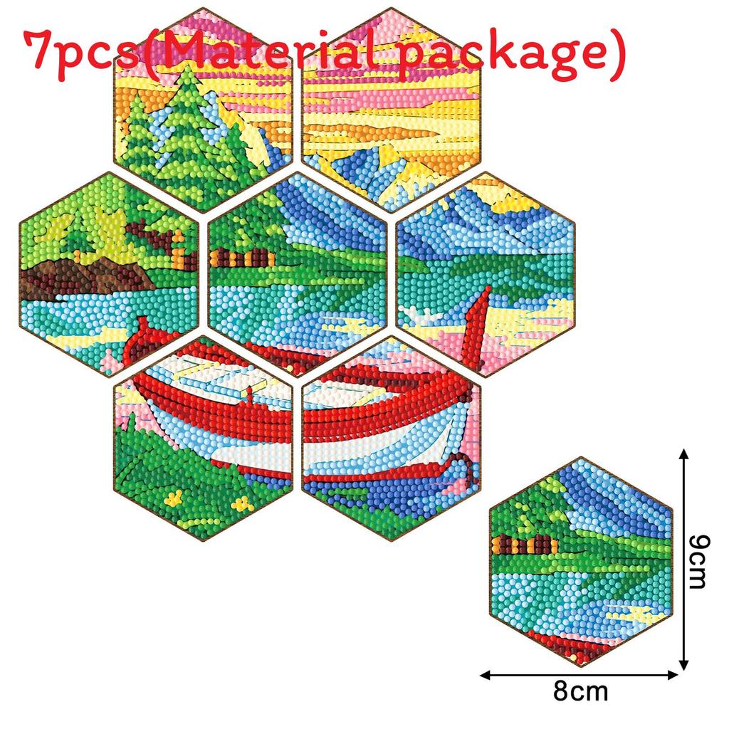 Diamond Painting Wooden Coasters Diy Landscape Art Set For Home Decor And Gift