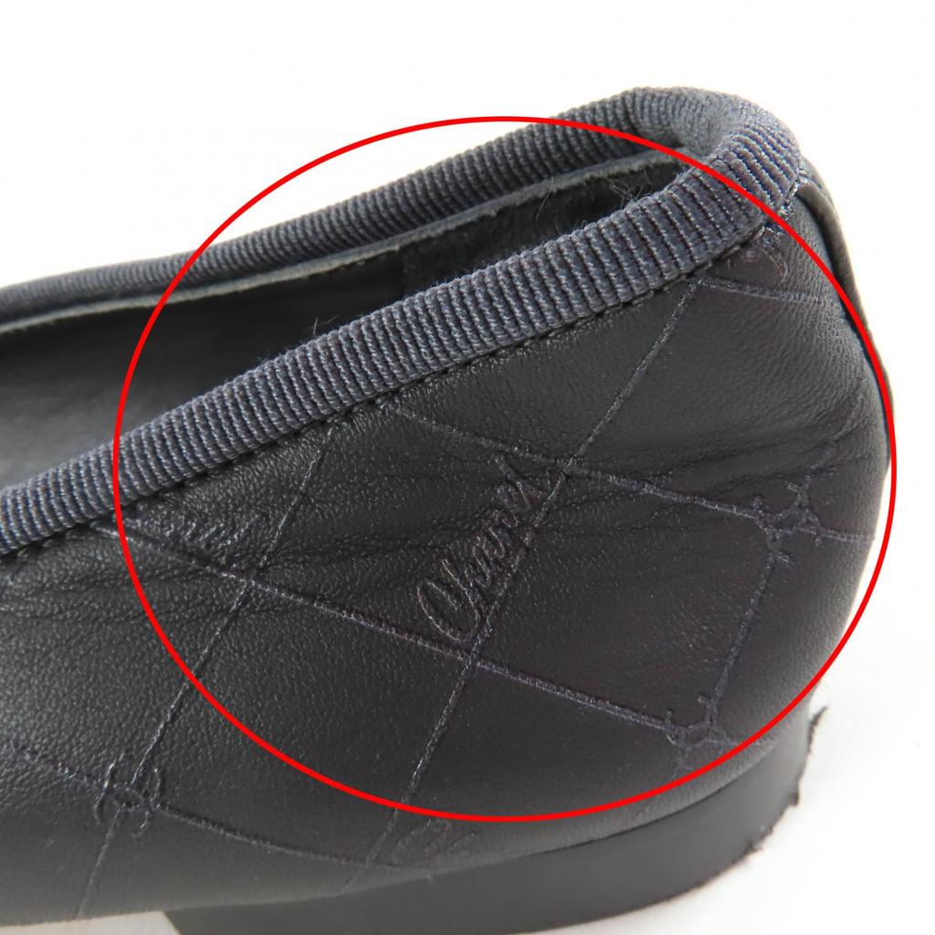 Great CHANEL Ballet Shoes COCO Mark Logo Design Leather Pumps Gray 35.5 G02819 Used