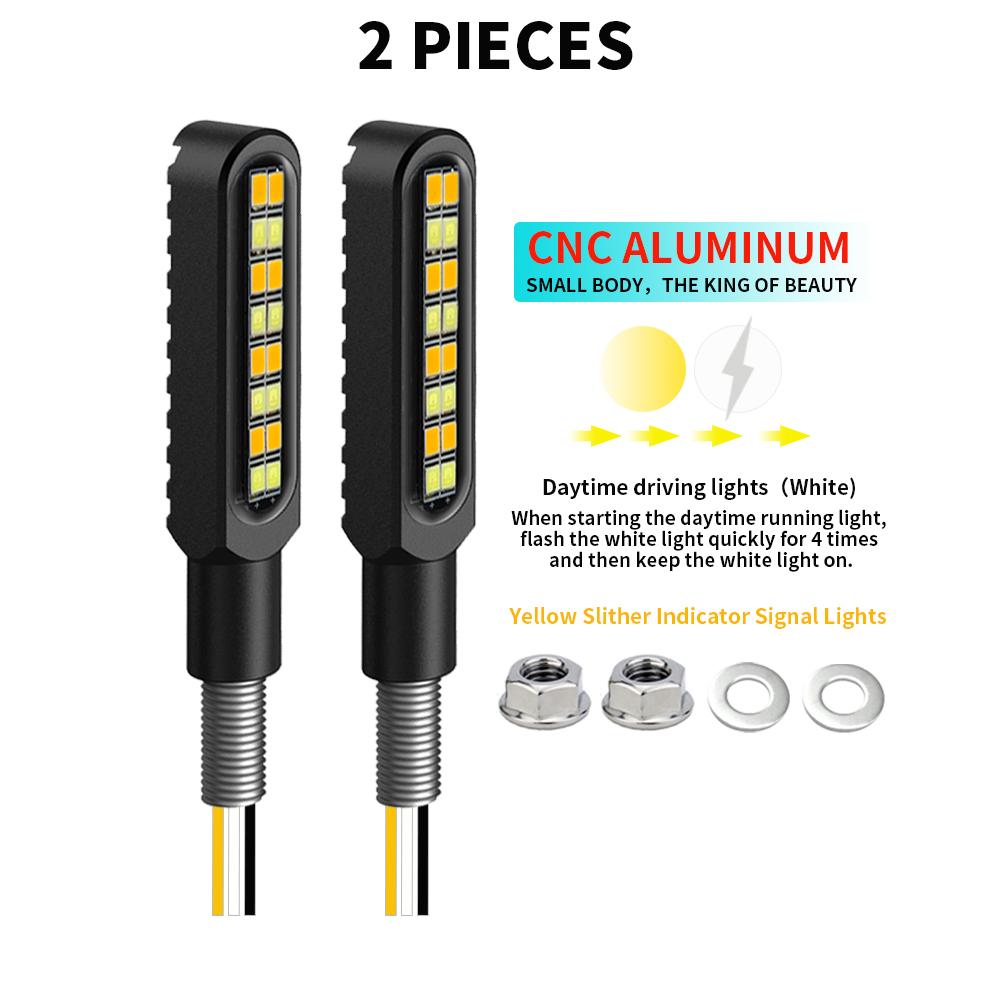 2Pcs 16LED 12V Dynamic Flowing Moto Light Turn Signals DRL CNC IP68 Waterproof