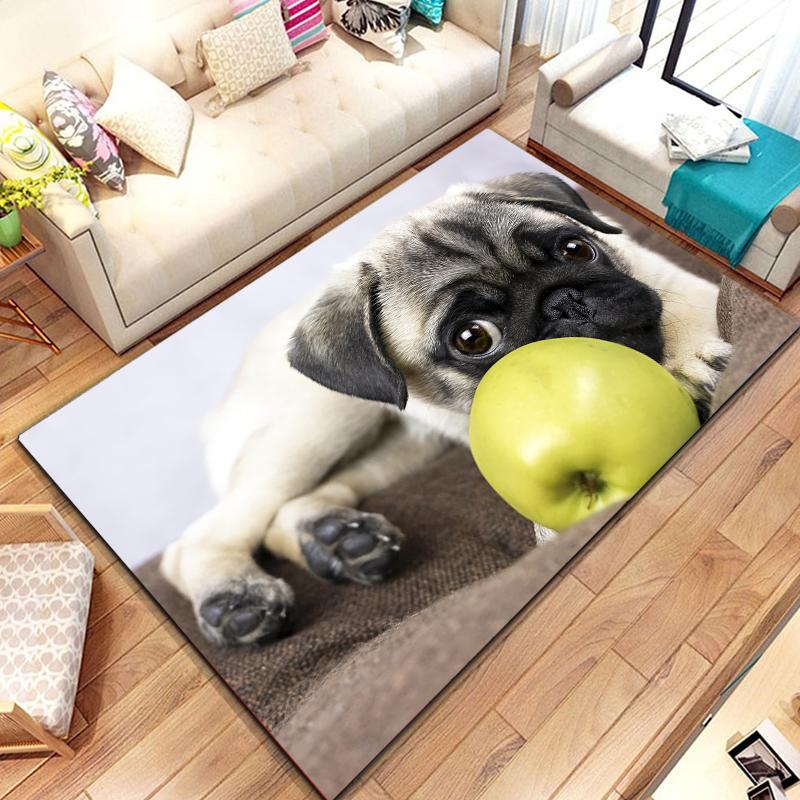 Lovely Pug Dog Water Absorption Anti-Slip Door Mat Cartoon Cute Animal Carpets Bedroom Rugs Decorative Stair Mats Home Decor