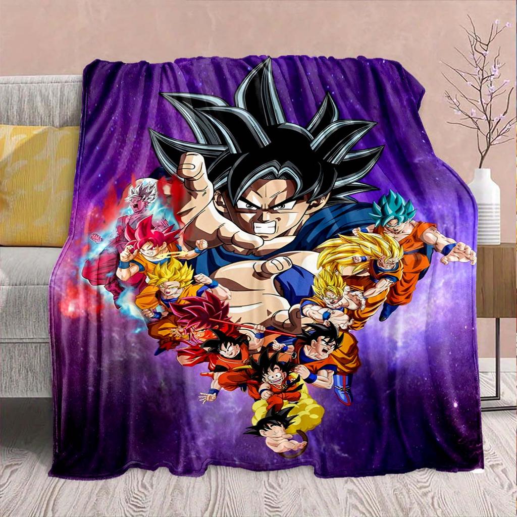 Dragon Ball Anime Flannel Blanket - Soft Warm Perfect for Sofa, Bedding Camping Travel Office Home Decor -QJY