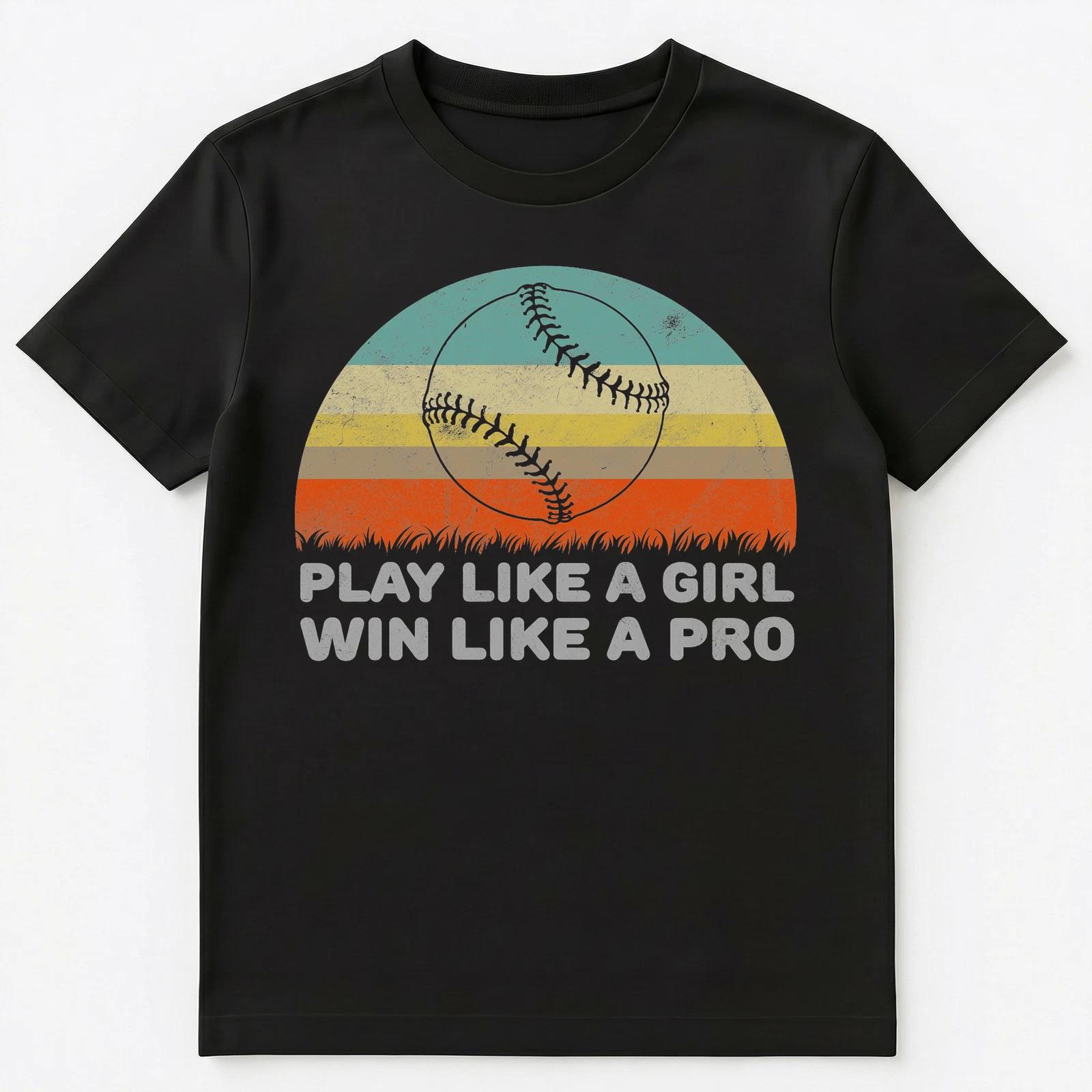 Play Like A Girl Win Like A Pro Funny Softball T Shirt Unisex T-Shirt 3XL