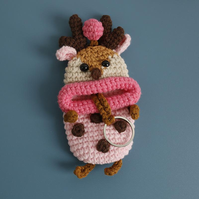 Funny Sausage Mouth Doll Series Crochet Bag Keychain For Car Keys Holder Knitting Doll Keyrings For Key Storage Custom Accessory
