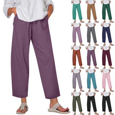 Damen Freizeithose Modische einfarbige Hose mit Kordelzugtaschen und elastischer Taille