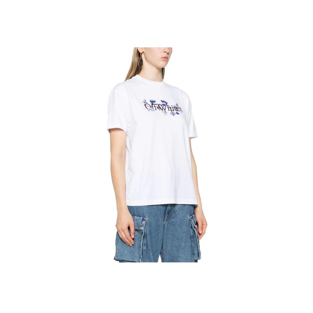 Off-White Logo Print Crew Neck Short Sleeve T-Shirt Women Tops White OWAA089F24JER0030184