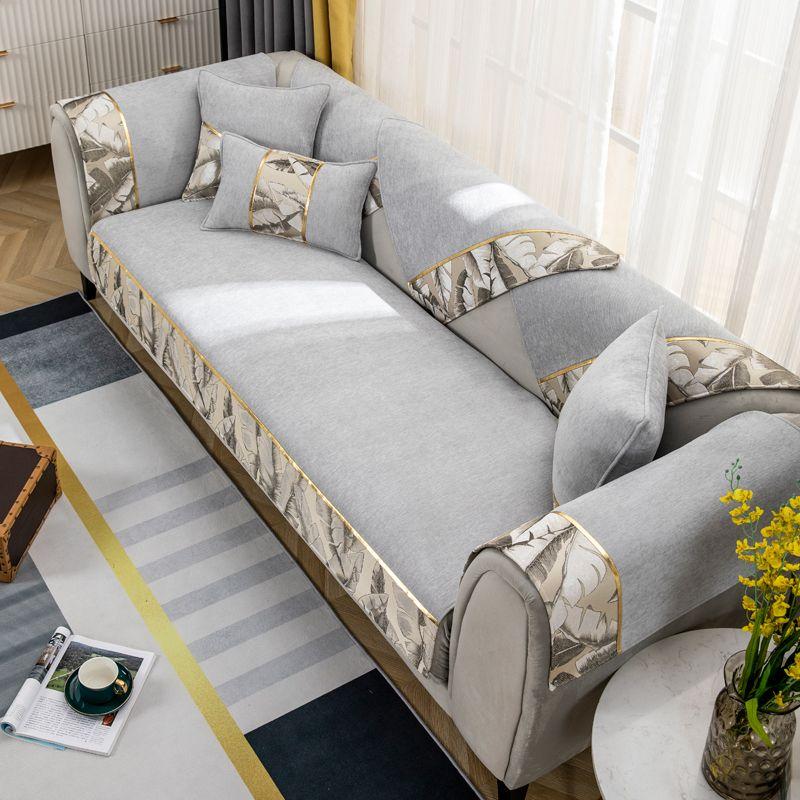

Minimalist Modern Light Luxury High-End Chenille Sofa Cushion Fabric All Year Round Neutral Non-Slip Seat Cushions Cover Cover Cloth Mountains and light gray 70 * 70cm