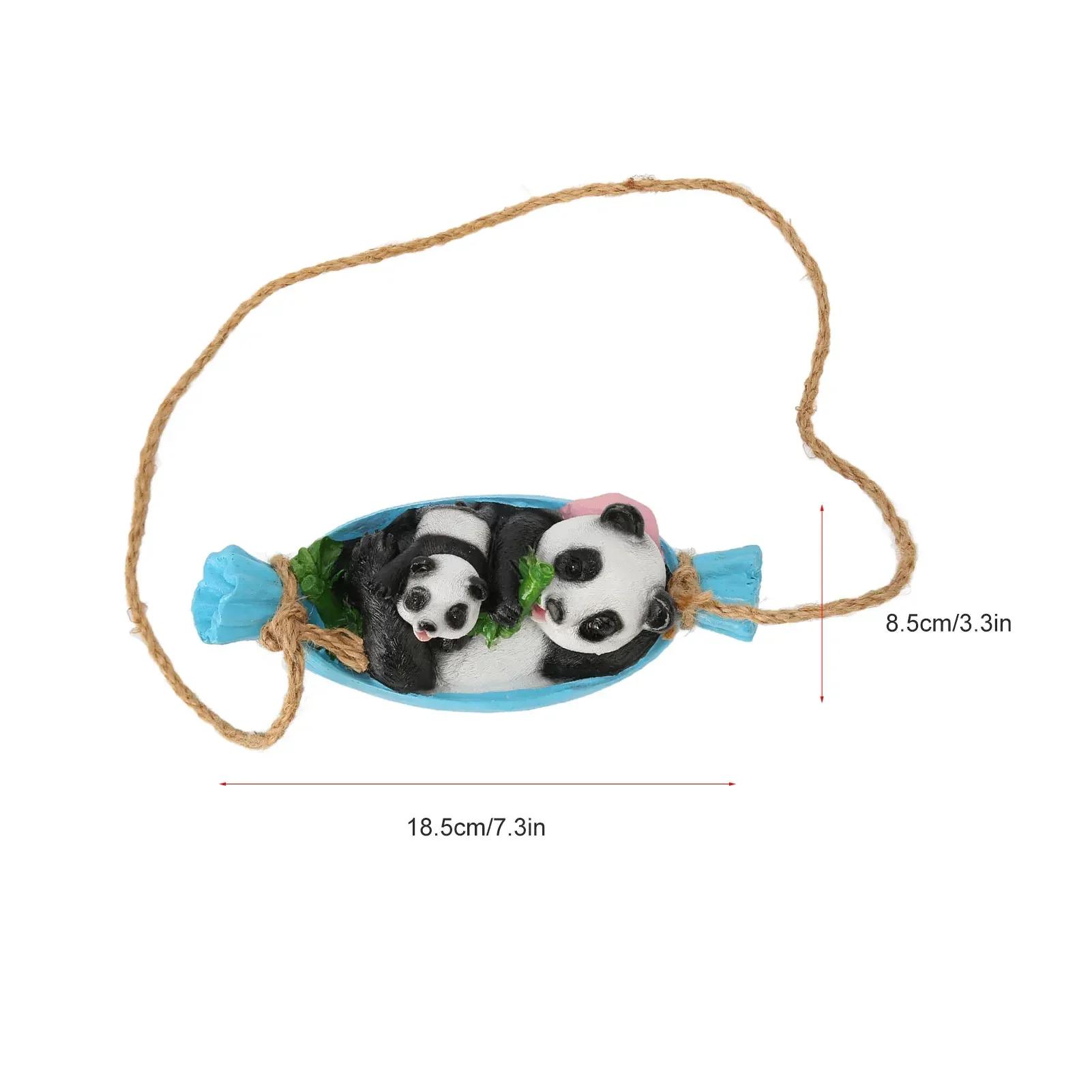 Swing Panda Statue Mother And Baby Panda Lying On The Swing Resin Garden Panda Image Swing Statue Garden Sculpture