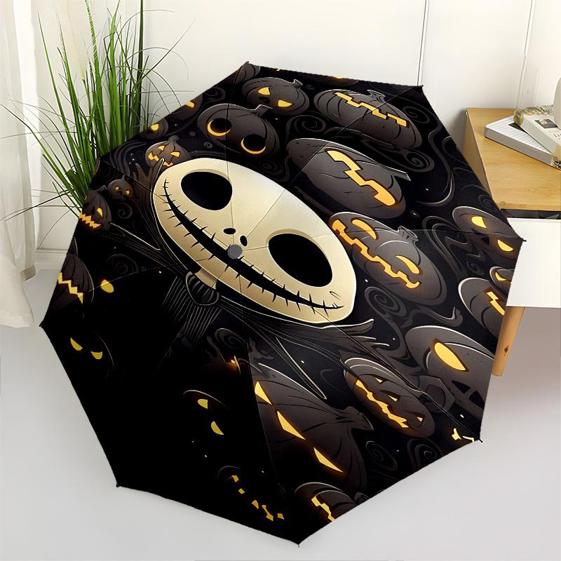 

1 Auto Open Jack Skellington, Halloween Themed Colorful 8-rib Portable Umbrella for Men and Women, A Compact Commuting Companion Suitable fo