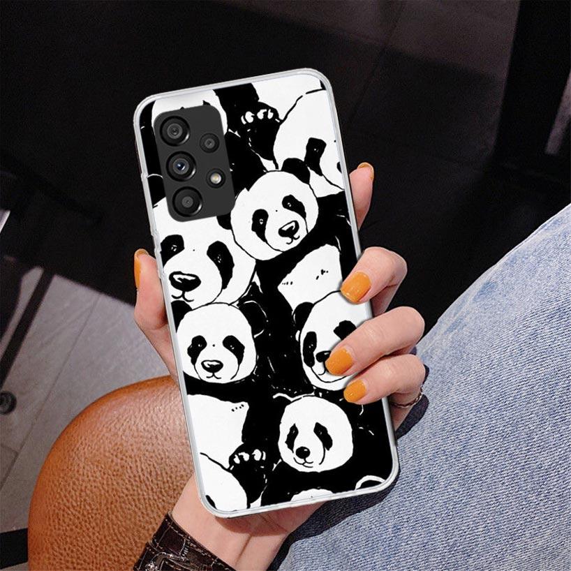 Cartoon Cute Panda Bear Phnoe Case for Samsung Galaxy A17 A37 A57 A16 A26 A36 A56 A15 A14 A13 A55 A54 A53 A35 A34 A33 A25 A24 A2